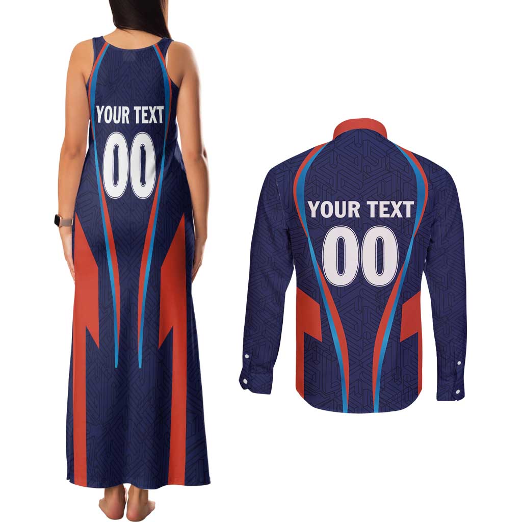 Custom Lucknow 2025 Cricket Super Giants Couples Matching Tank Maxi Dress and Long Sleeve Button Shirt Hum Aa Rahe Hai