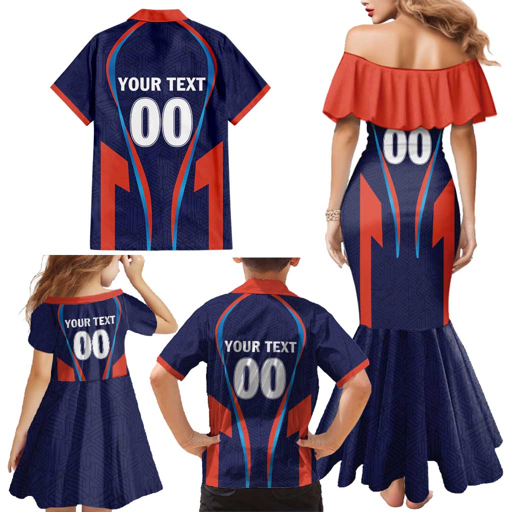 Custom Lucknow 2025 Cricket Super Giants Family Matching Mermaid Dress and Hawaiian Shirt Hum Aa Rahe Hai