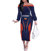 Custom Lucknow 2025 Cricket Super Giants Family Matching Off The Shoulder Long Sleeve Dress and Hawaiian Shirt Hum Aa Rahe Hai