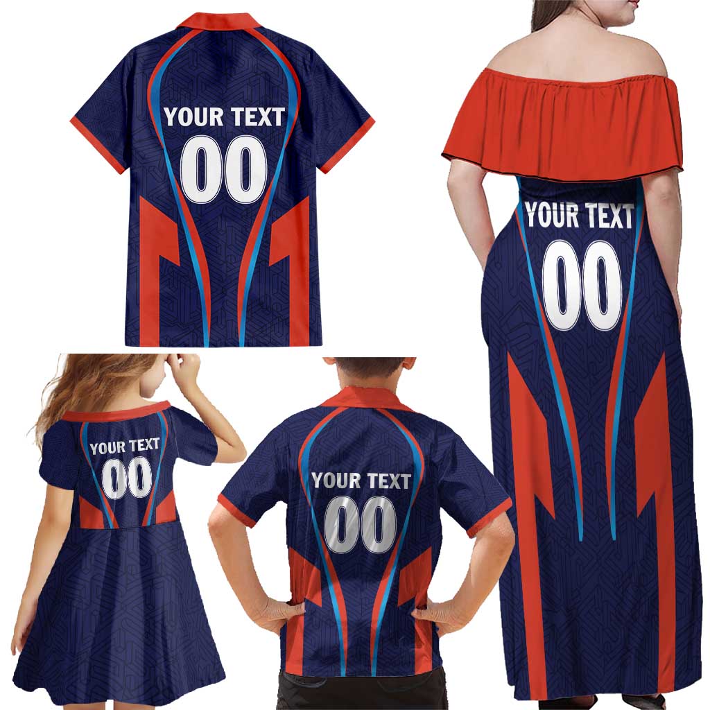 Custom Lucknow 2025 Cricket Super Giants Family Matching Off Shoulder Maxi Dress and Hawaiian Shirt Hum Aa Rahe Hai