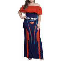 Custom Lucknow 2025 Cricket Super Giants Family Matching Off Shoulder Maxi Dress and Hawaiian Shirt Hum Aa Rahe Hai