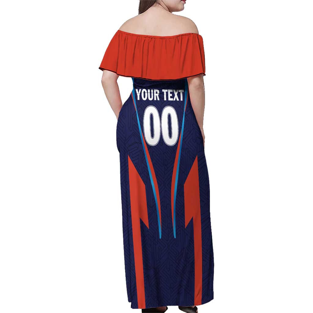 Custom Lucknow 2025 Cricket Super Giants Family Matching Off Shoulder Maxi Dress and Hawaiian Shirt Hum Aa Rahe Hai