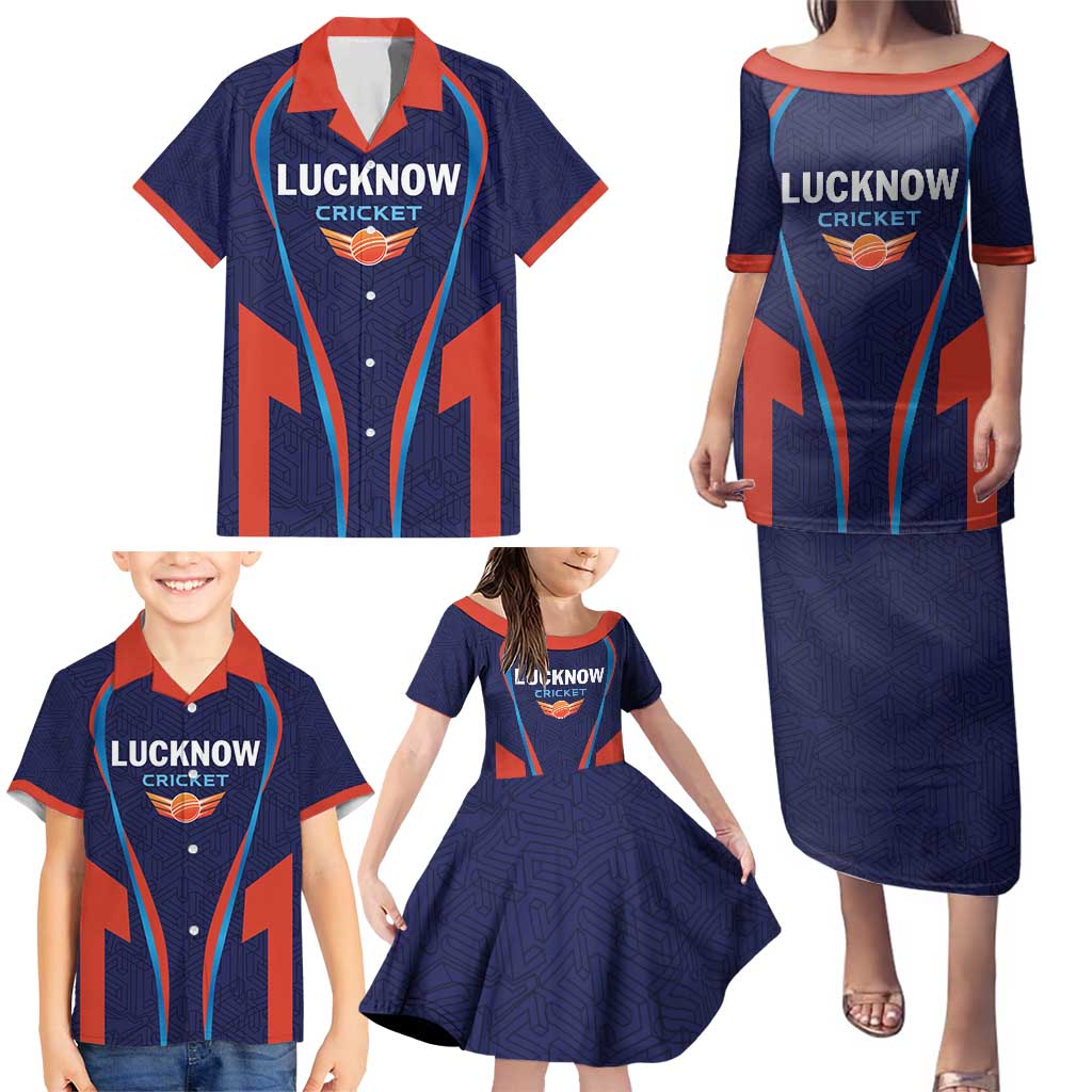 Custom Lucknow 2025 Cricket Super Giants Family Matching Puletasi and Hawaiian Shirt Hum Aa Rahe Hai