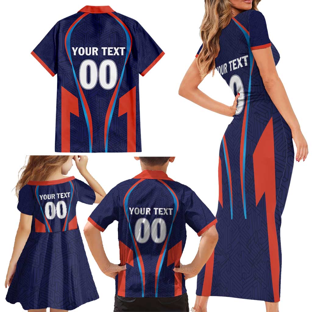 Custom Lucknow 2025 Cricket Super Giants Family Matching Short Sleeve Bodycon Dress and Hawaiian Shirt Hum Aa Rahe Hai