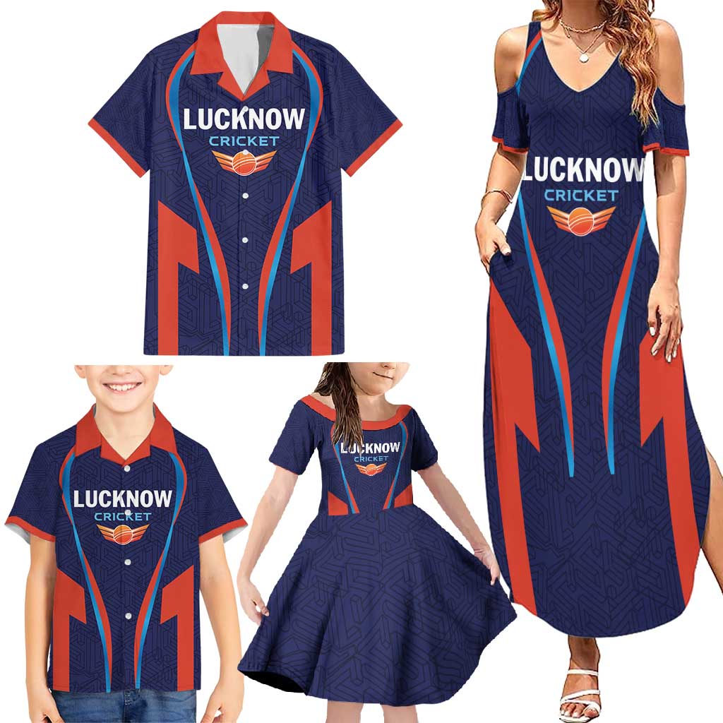 Custom Lucknow 2025 Cricket Super Giants Family Matching Summer Maxi Dress and Hawaiian Shirt Hum Aa Rahe Hai
