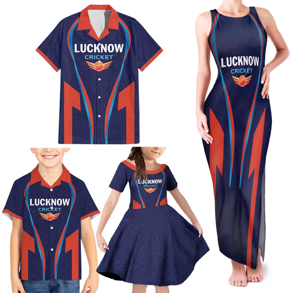 Custom Lucknow 2025 Cricket Super Giants Family Matching Tank Maxi Dress and Hawaiian Shirt Hum Aa Rahe Hai