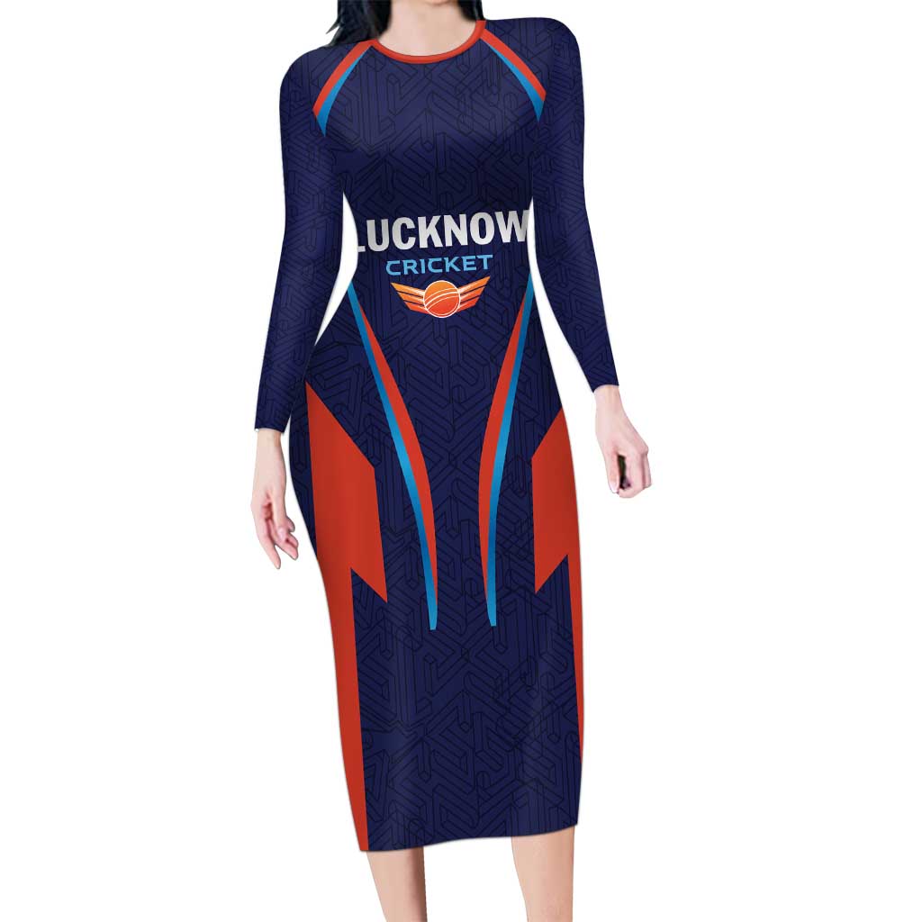 Custom Lucknow 2025 Cricket Super Giants Long Sleeve Bodycon Dress Hum Aa Rahe Hai