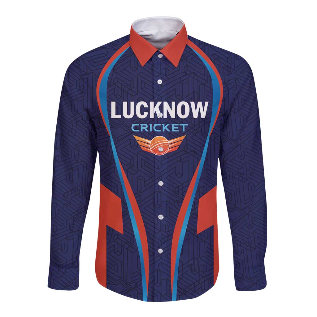 Custom Lucknow 2025 Cricket Super Giants Long Sleeve Button Shirt Hum Aa Rahe Hai