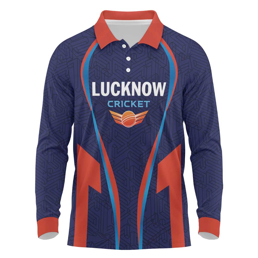 Custom Lucknow 2025 Cricket Super Giants Long Sleeve Polo Shirt Hum Aa Rahe Hai