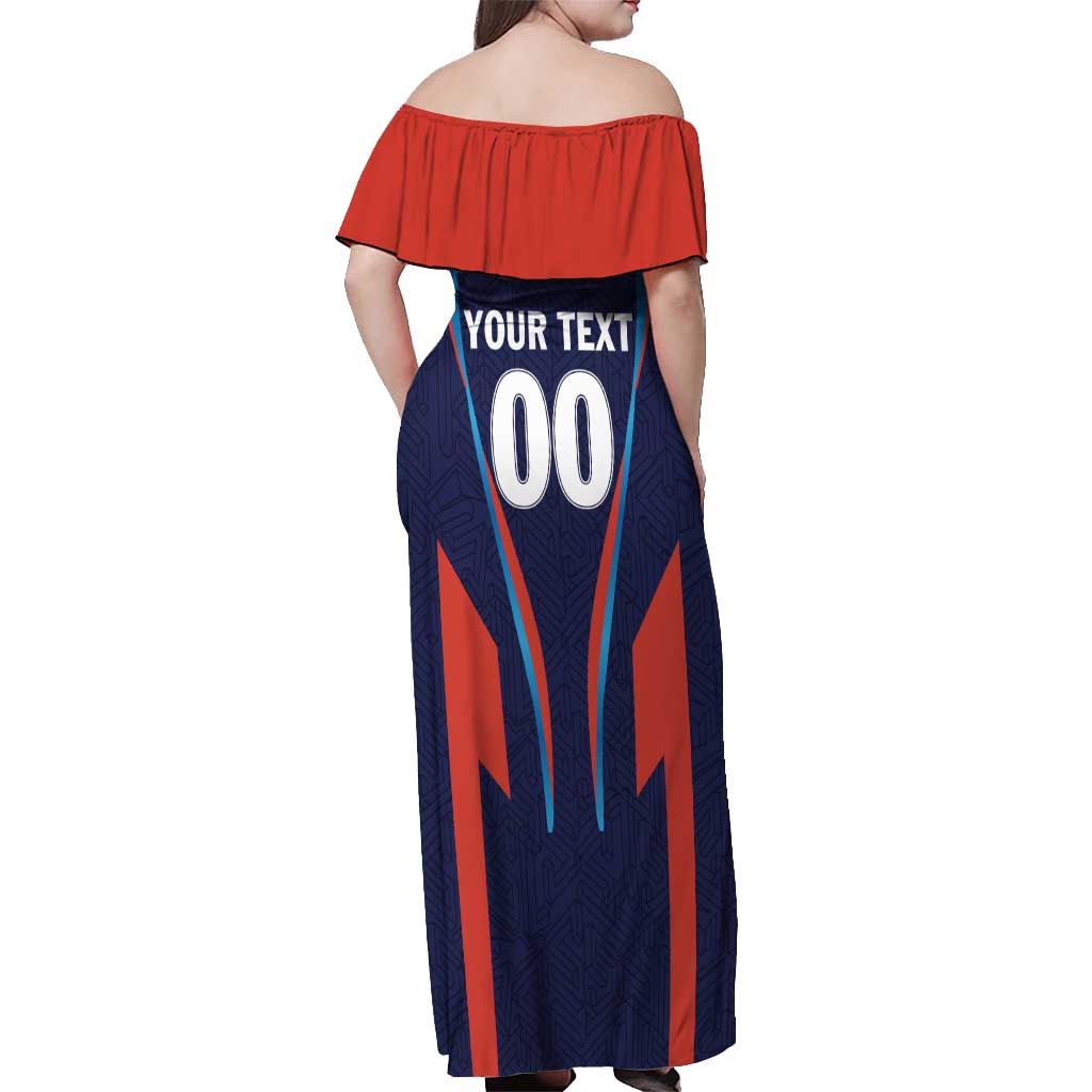 Custom Lucknow 2025 Cricket Super Giants Off Shoulder Maxi Dress Hum Aa Rahe Hai
