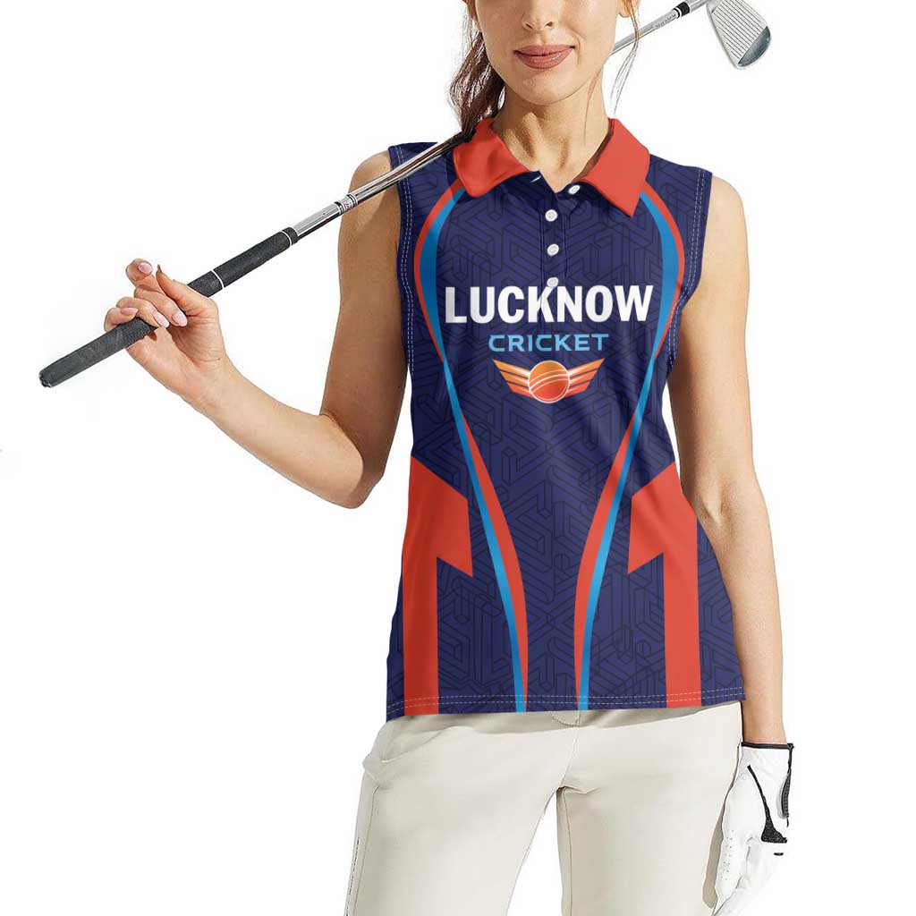 Custom Lucknow 2025 Cricket Super Giants Women Sleeveless Polo Shirt Hum Aa Rahe Hai