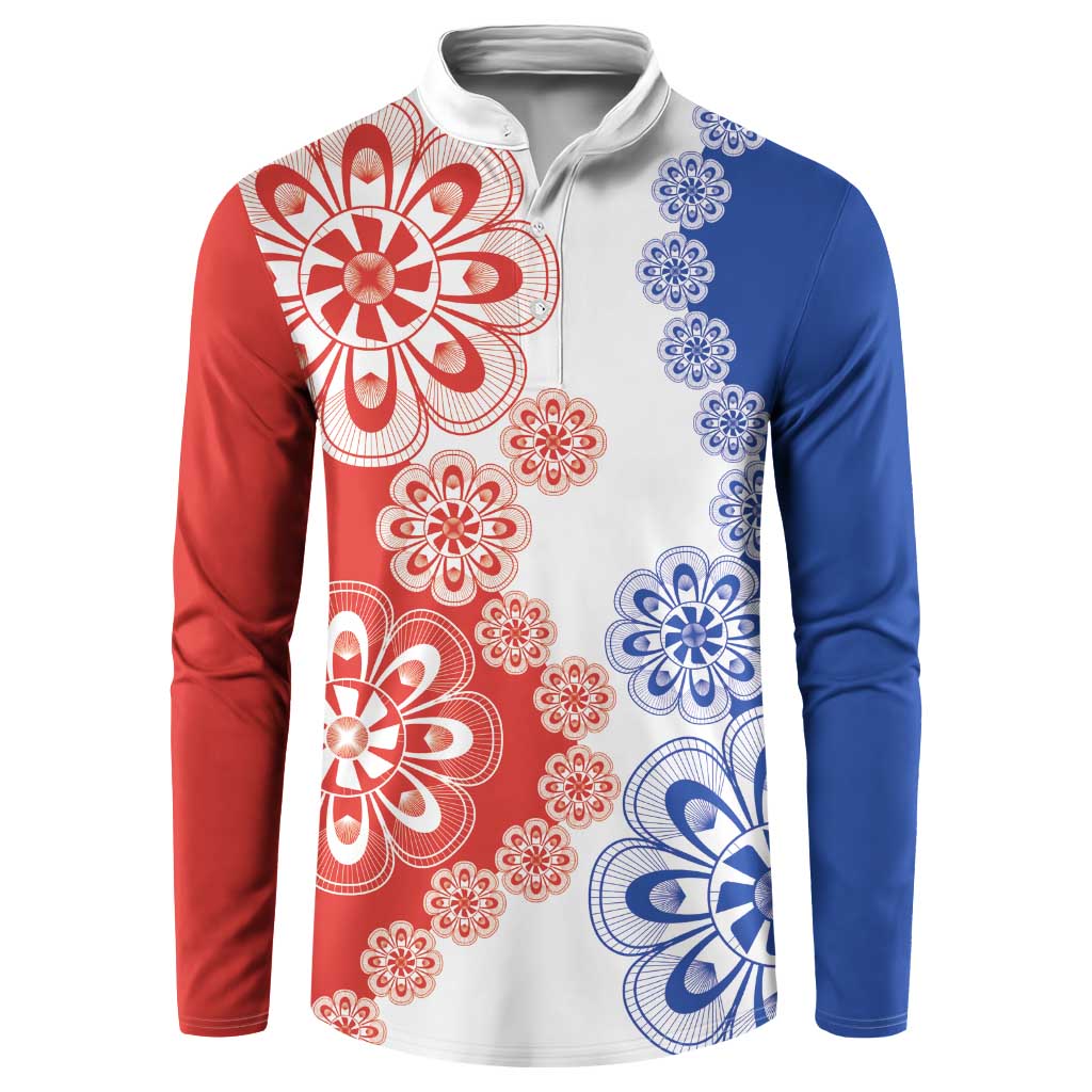 Paraguay Nanduti Traditional Lace Stylized Button Sweatshirt