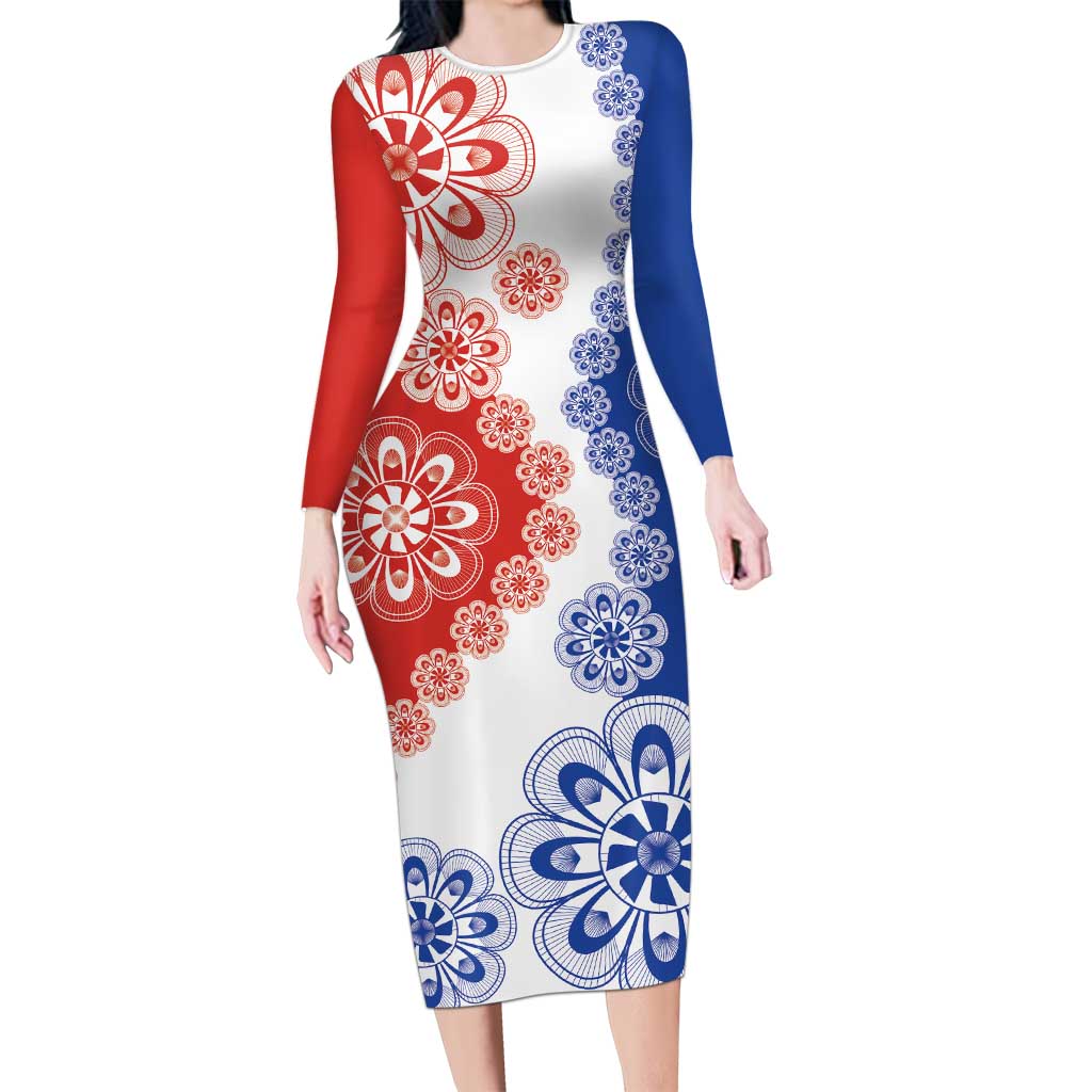 Paraguay Nanduti Traditional Lace Stylized Family Matching Long Sleeve Bodycon Dress and Hawaiian Shirt