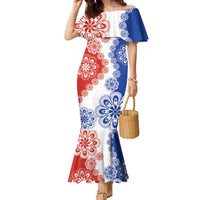 Paraguay Nanduti Traditional Lace Stylized Family Matching Mermaid Dress and Hawaiian Shirt