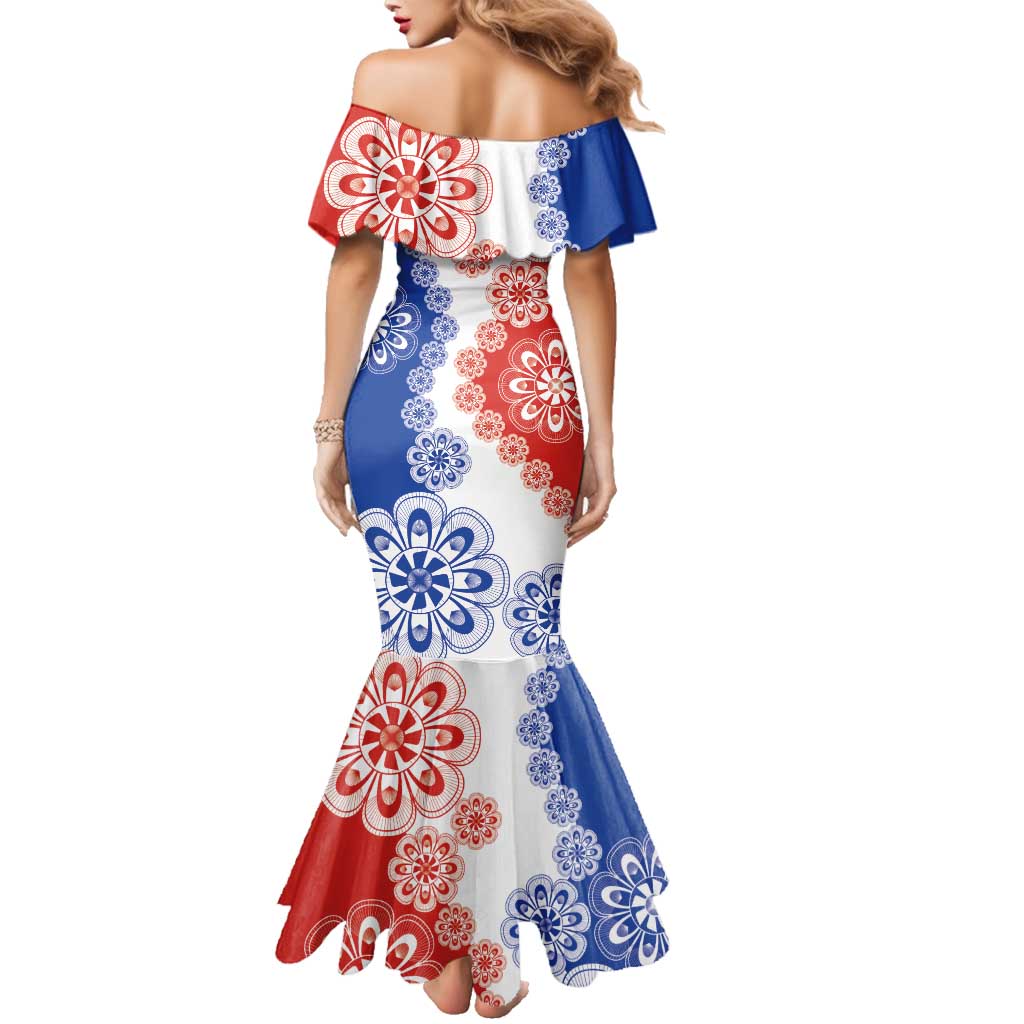 Paraguay Nanduti Traditional Lace Stylized Family Matching Mermaid Dress and Hawaiian Shirt