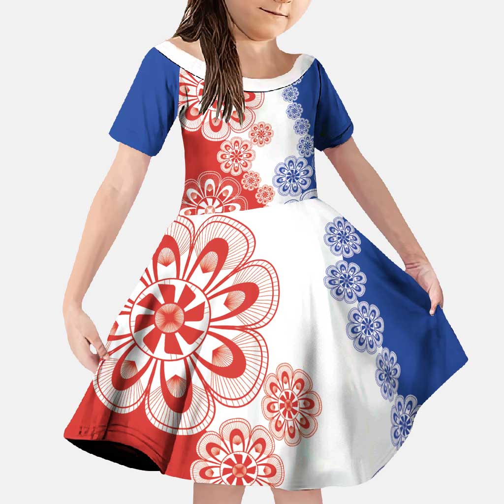 Paraguay Nanduti Traditional Lace Stylized Family Matching Off Shoulder Maxi Dress and Hawaiian Shirt