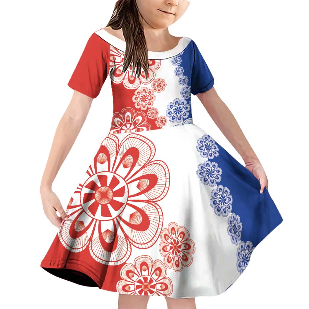 Paraguay Nanduti Traditional Lace Stylized Family Matching Off Shoulder Short Dress and Hawaiian Shirt