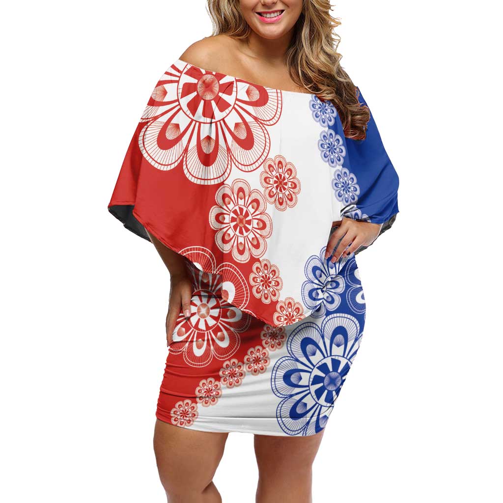 Paraguay Nanduti Traditional Lace Stylized Family Matching Off Shoulder Short Dress and Hawaiian Shirt