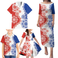 Paraguay Nanduti Traditional Lace Stylized Family Matching Puletasi and Hawaiian Shirt