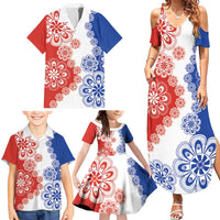 Paraguay Nanduti Traditional Lace Stylized Family Matching Summer Maxi Dress and Hawaiian Shirt