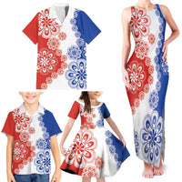 Paraguay Nanduti Traditional Lace Stylized Family Matching Tank Maxi Dress and Hawaiian Shirt