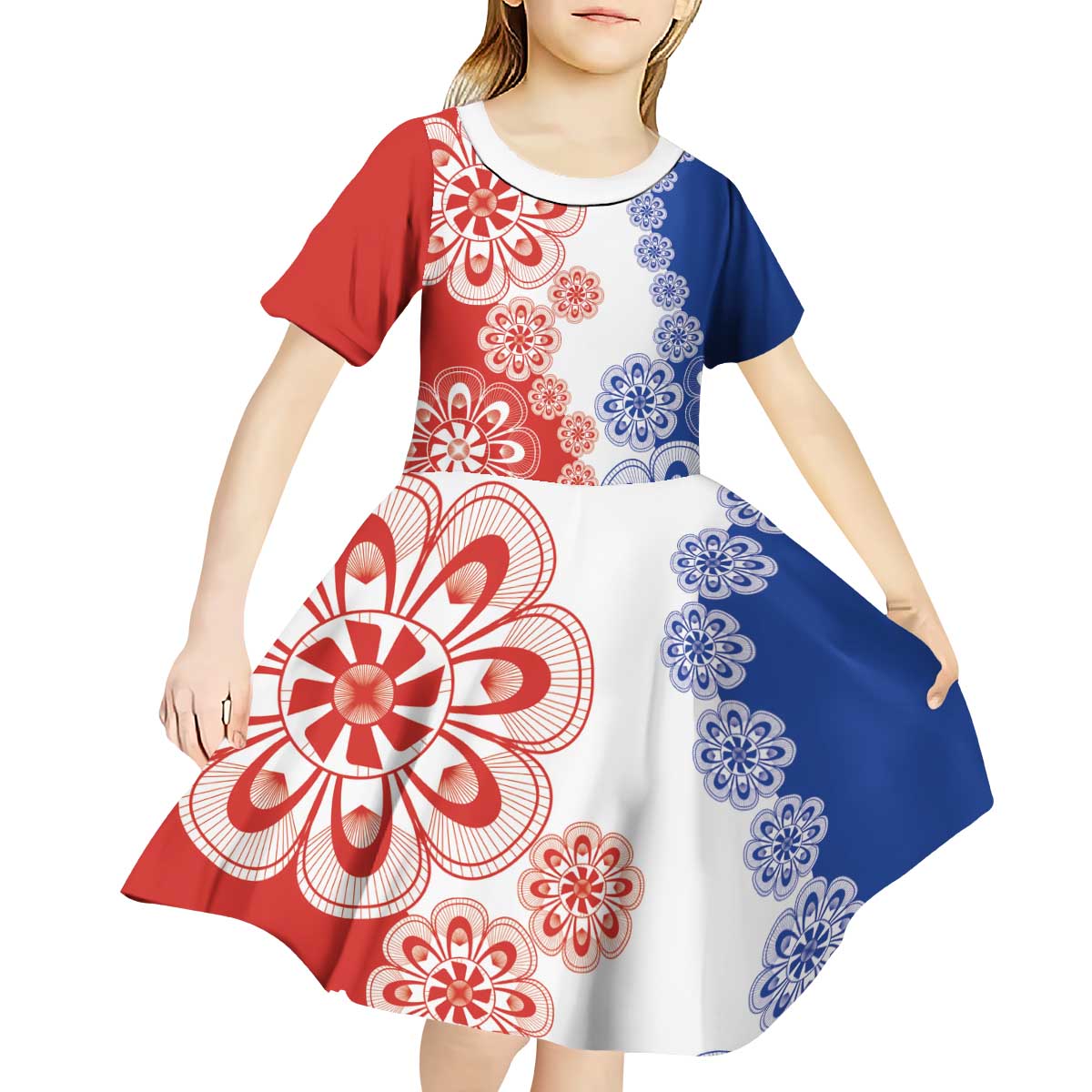 Paraguay Nanduti Traditional Lace Stylized Kid Short Sleeve Dress