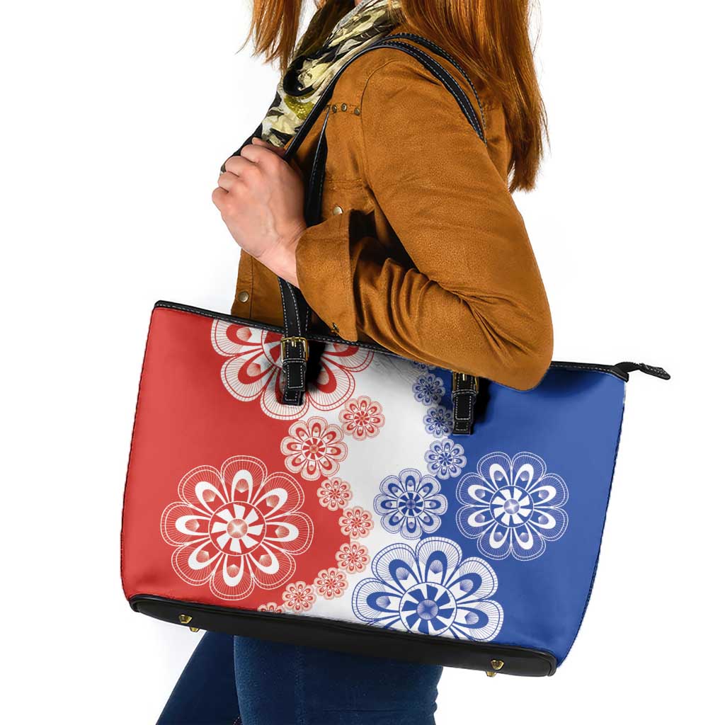 Paraguay Nanduti Traditional Lace Stylized Leather Tote Bag