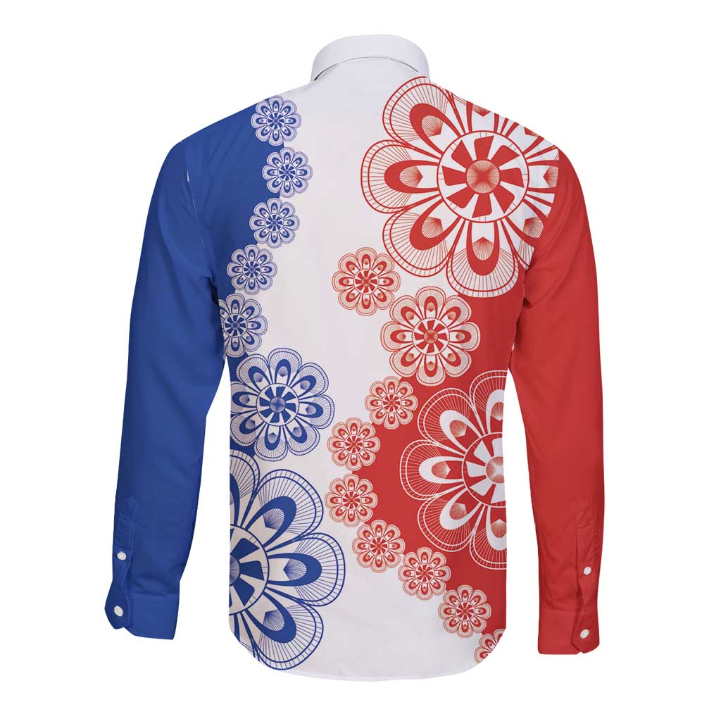 Paraguay Nanduti Traditional Lace Stylized Long Sleeve Button Shirt