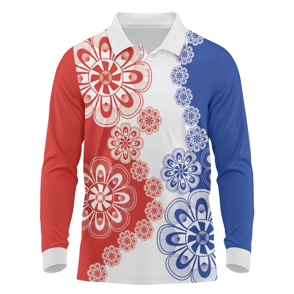 Paraguay Nanduti Traditional Lace Stylized Long Sleeve Polo Shirt