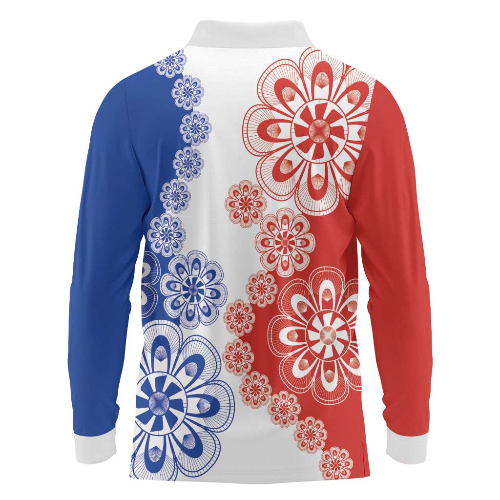 Paraguay Nanduti Traditional Lace Stylized Long Sleeve Polo Shirt