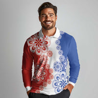 Paraguay Nanduti Traditional Lace Stylized Long Sleeve Polo Shirt