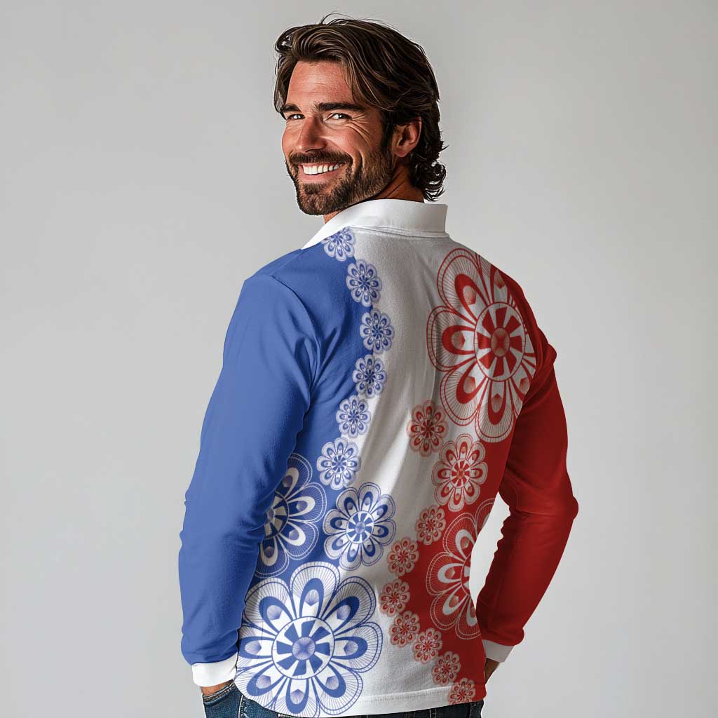 Paraguay Nanduti Traditional Lace Stylized Long Sleeve Polo Shirt