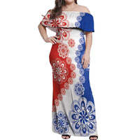 Paraguay Nanduti Traditional Lace Stylized Off Shoulder Maxi Dress