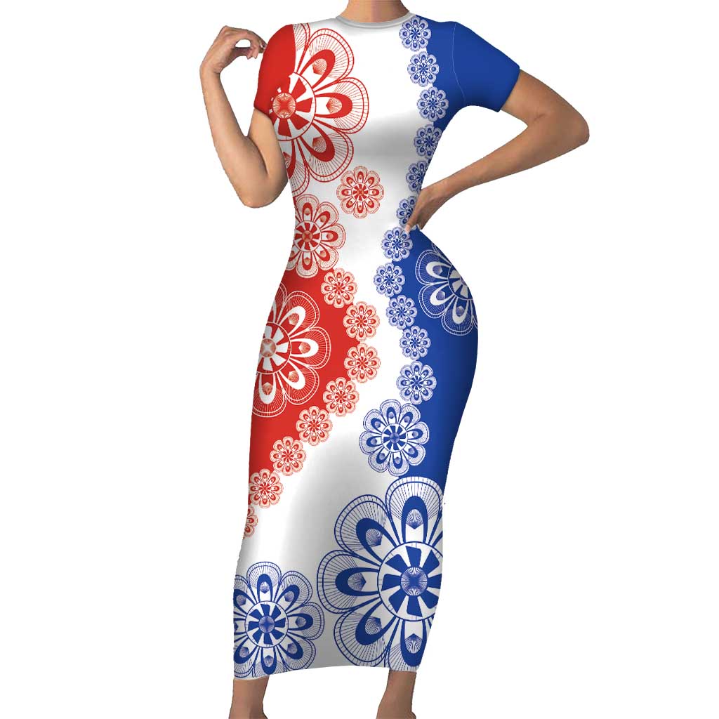 Paraguay Nanduti Traditional Lace Stylized Short Sleeve Bodycon Dress