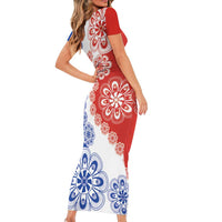 Paraguay Nanduti Traditional Lace Stylized Short Sleeve Bodycon Dress