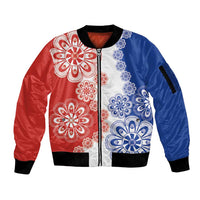 Paraguay Nanduti Traditional Lace Stylized Sleeve Zip Bomber Jacket