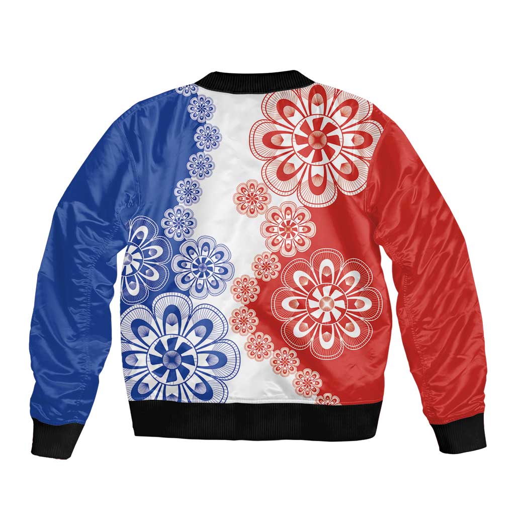 Paraguay Nanduti Traditional Lace Stylized Sleeve Zip Bomber Jacket