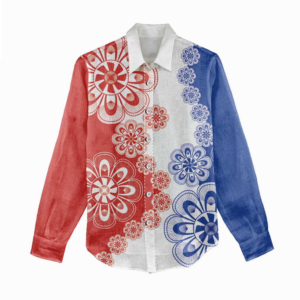 Paraguay Nanduti Traditional Lace Stylized Women Casual Shirt