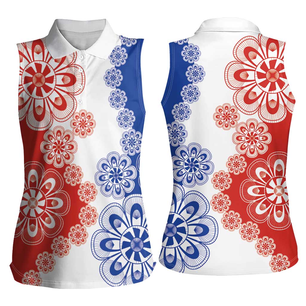 Paraguay Nanduti Traditional Lace Stylized Women Sleeveless Polo Shirt