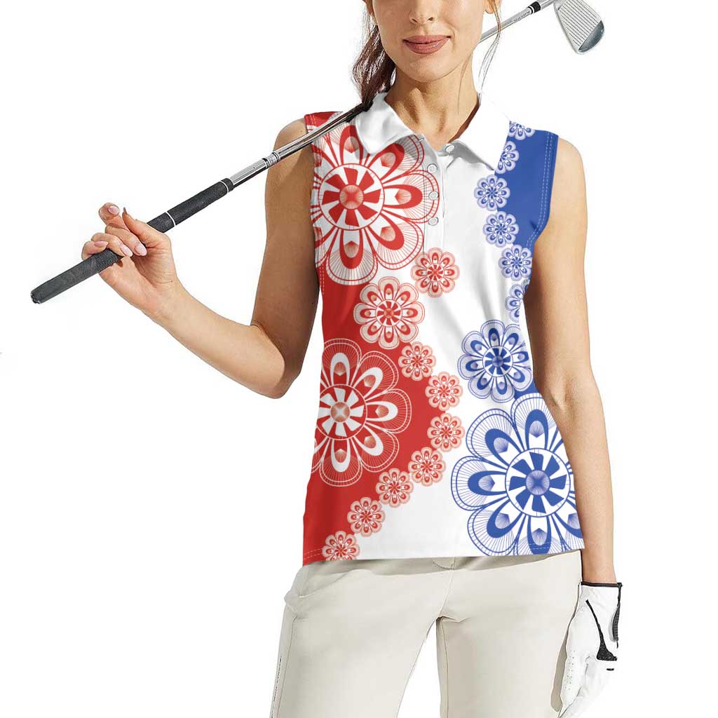 Paraguay Nanduti Traditional Lace Stylized Women Sleeveless Polo Shirt