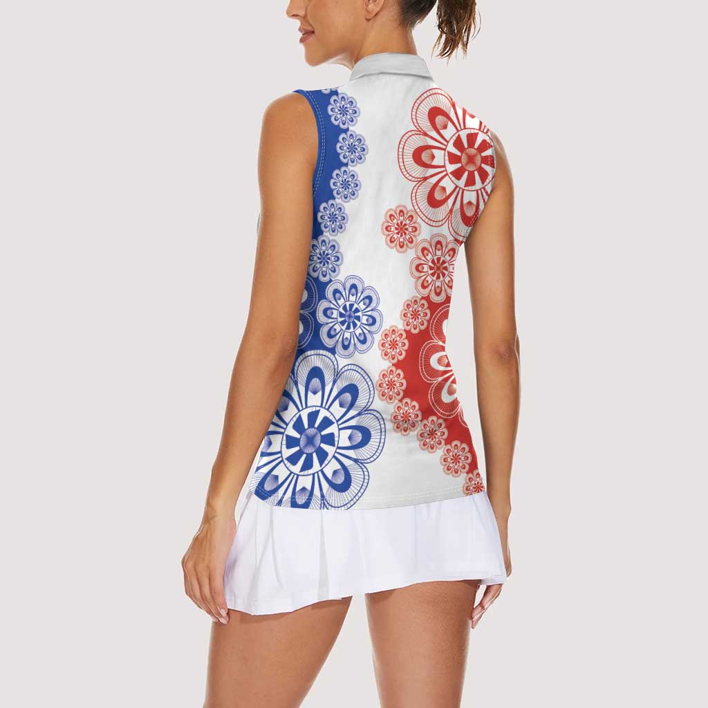 Paraguay Nanduti Traditional Lace Stylized Women Sleeveless Polo Shirt