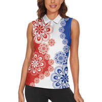 Paraguay Nanduti Traditional Lace Stylized Women Sleeveless Polo Shirt
