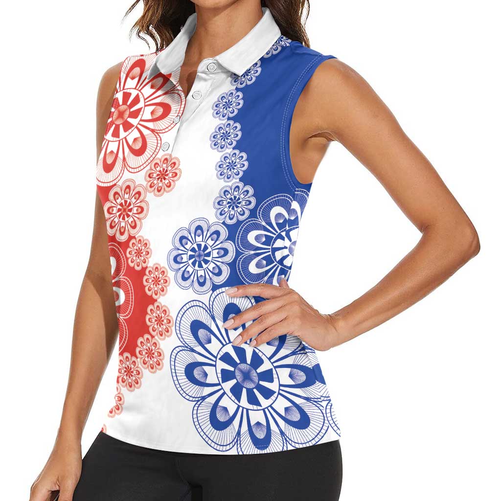 Paraguay Nanduti Traditional Lace Stylized Women Sleeveless Polo Shirt