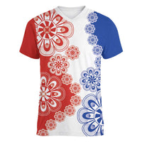 Paraguay Nanduti Traditional Lace Stylized Women V-Neck T-Shirt