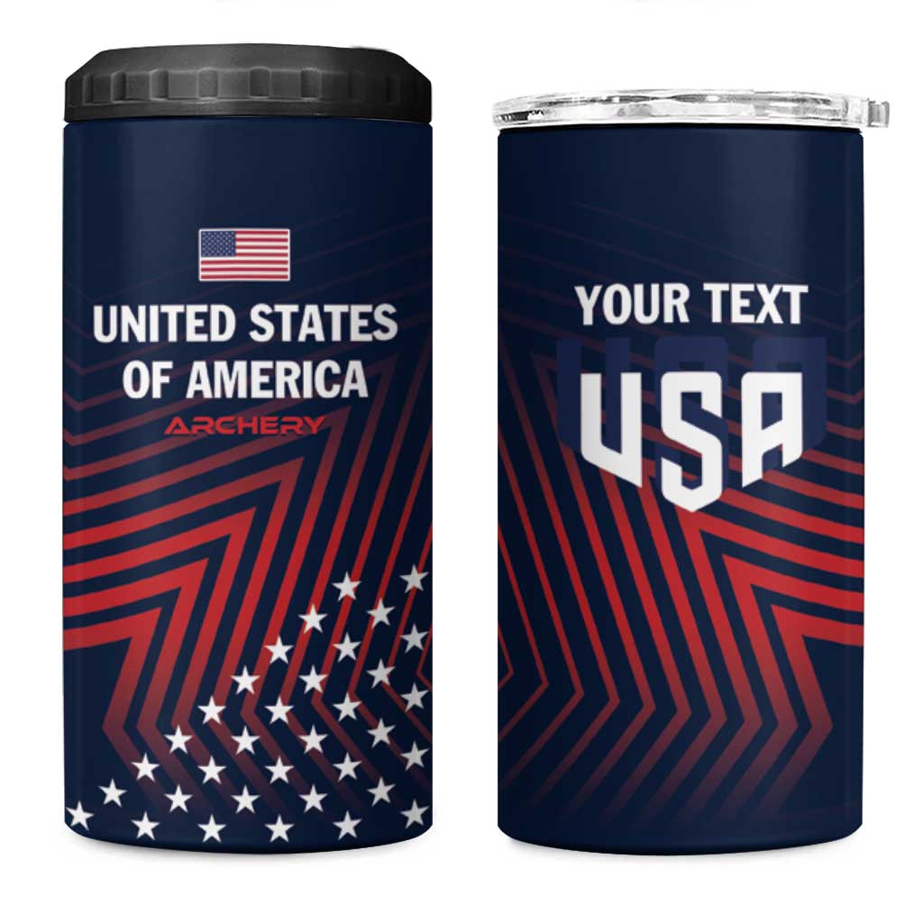 Personalized USA 2025 Archery 4 in 1 Can Cooler Tumbler Aim Shoot Win