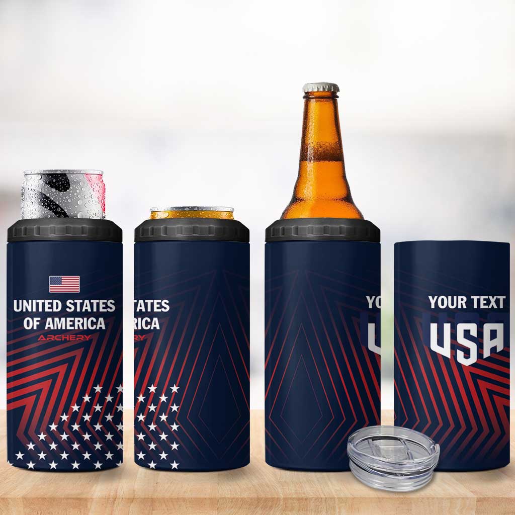 Personalized USA 2025 Archery 4 in 1 Can Cooler Tumbler Aim Shoot Win