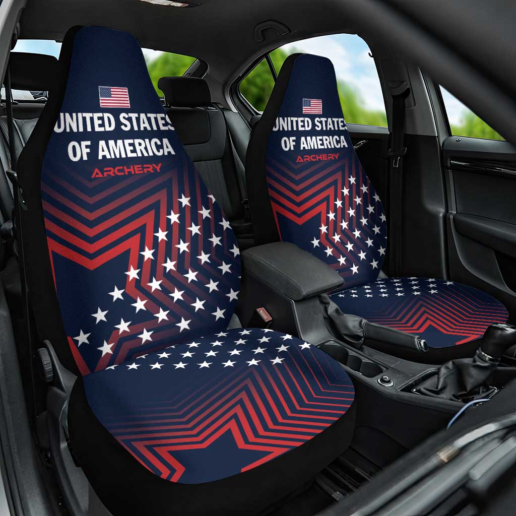 Personalized USA 2025 Archery Car Seat Cover Aim Shoot Win