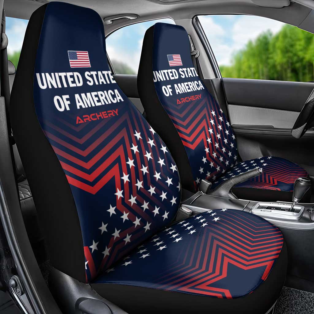 Personalized USA 2025 Archery Car Seat Cover Aim Shoot Win
