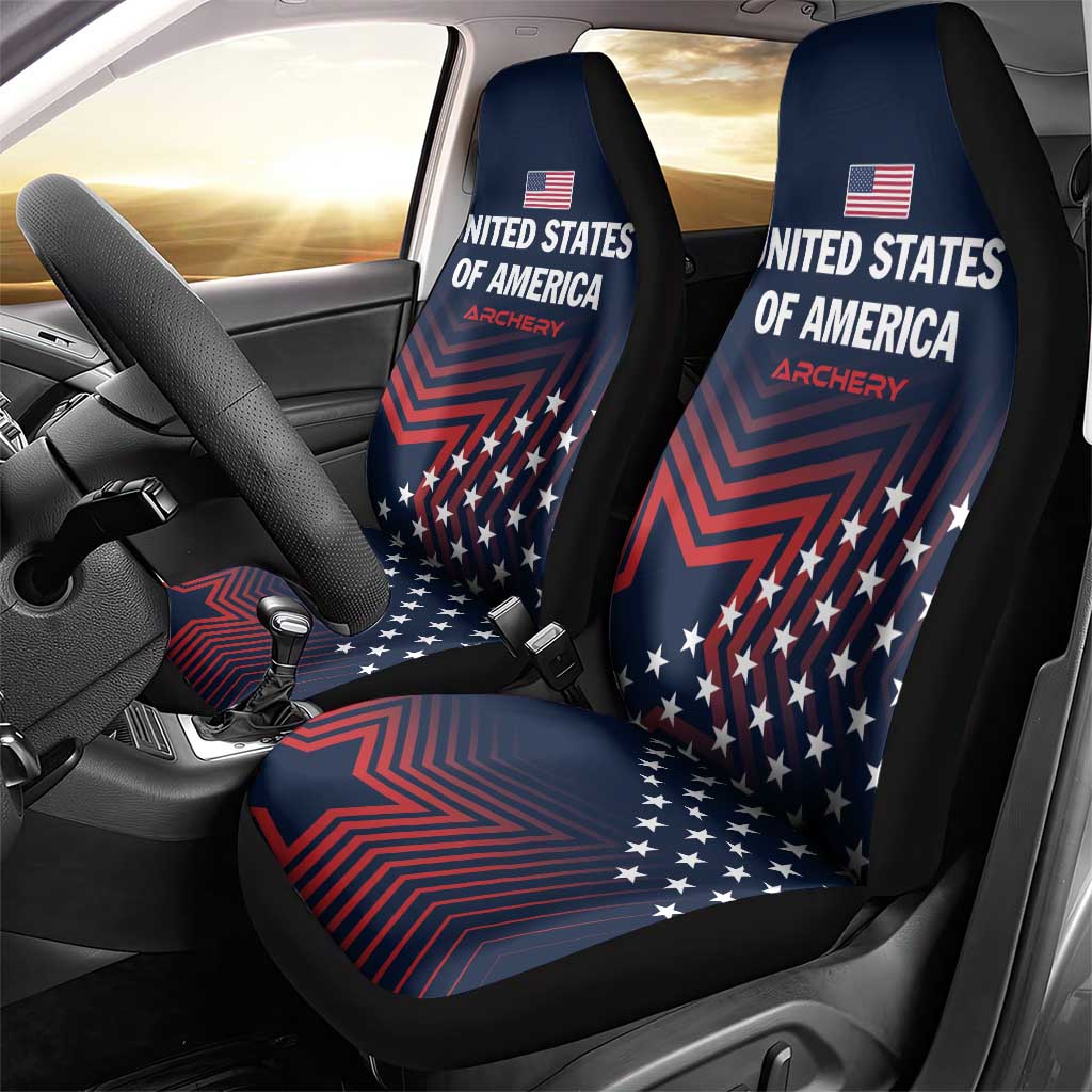 Personalized USA 2025 Archery Car Seat Cover Aim Shoot Win