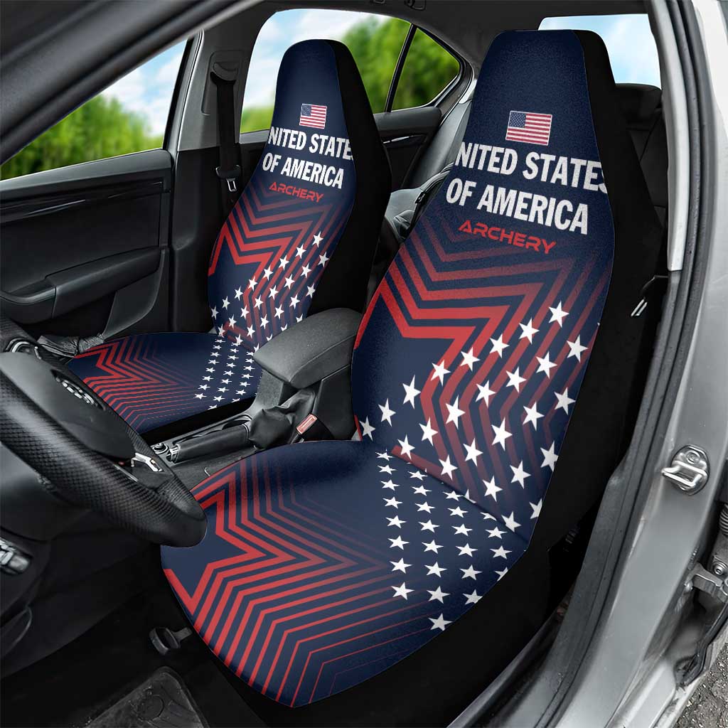 Personalized USA 2025 Archery Car Seat Cover Aim Shoot Win